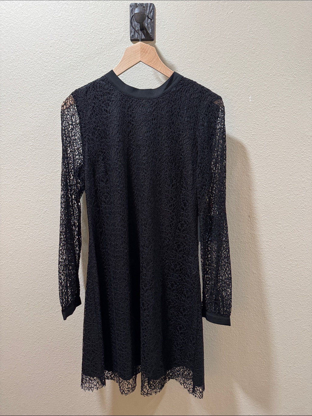Cece Black Lace Long-Sleeve A-Line Mini Dress